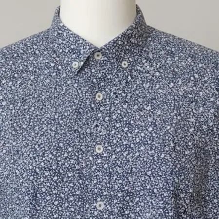 ZARA Men's Cotton Abstract Floral Long Sleeve Shirt - Multicolor