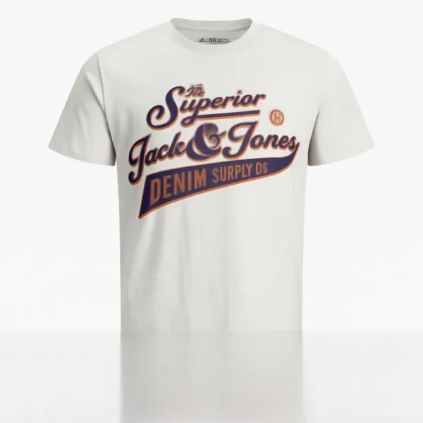 Jack & Jones™ Men's Light Gray Cotton T-Shirt – Medium Fit, Imported