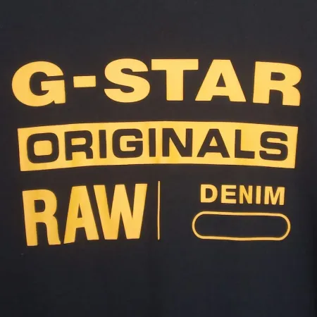G-STAR RAW Men's Originals Logo T-Shirt | Black & Yellow Graphic | Cotton | Medium