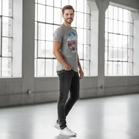 Jack & Jones Originals Men's Cityscape Graphic T-Shirt | Grey Cotton | Imported | Large