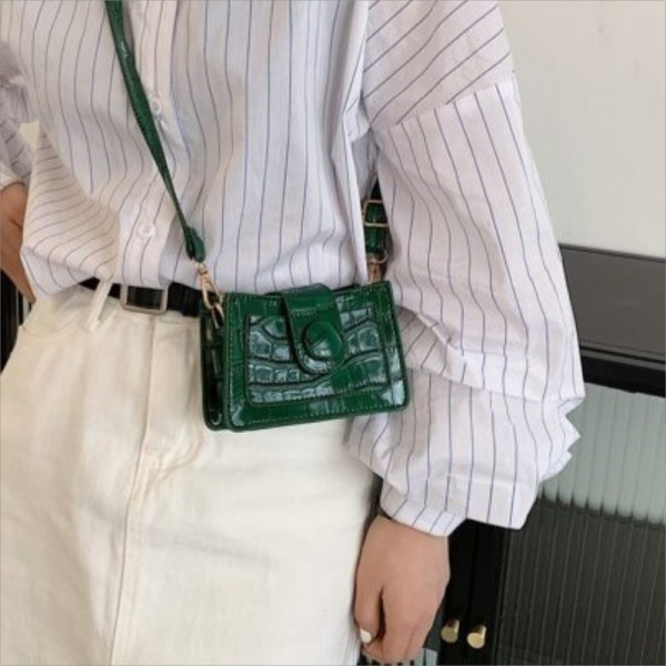 Mini Green Crocodile Embossed Crossbody Bag