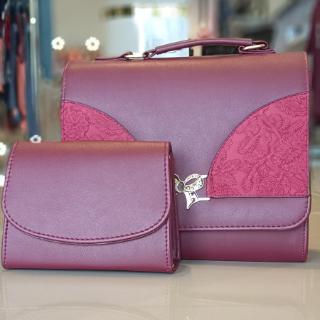 Elegant Burgundy Mini Crossbody  2pc Maroon Bag For Women Elegant Burgundy Mini Crossbody  2pc Maroon Bag For Women