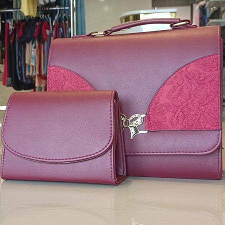 Elegant Burgundy Mini Crossbody  2pc Maroon Bag For Women Elegant Burgundy Mini Crossbody  2pc Maroon Bag For Women