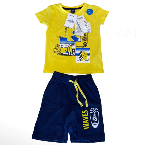 KIKI & KOKO Fancy Yellow/ Dark Blue Fancy Boys Short& Shirt